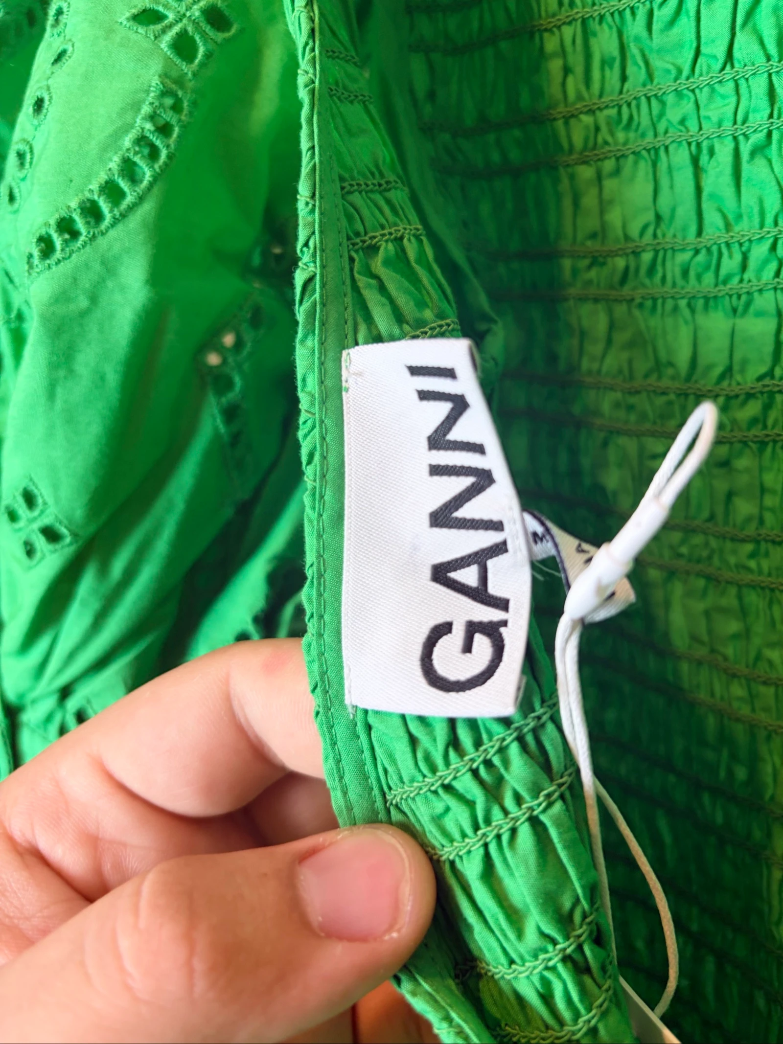 Vestido Ganni verde com bordado inglês tamanho 32 – photo 7